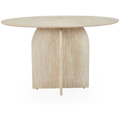 MENZZO Console moderne ovale 120cm Calyptus Effet travertin Beige Beige - Publicité MENZZO Console moderne ovale 120cm Calyptus Effet travertin Beige Beige - Publicité
