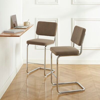 BAÏTA Lot de 2 tabourets mi-hauts JACK velours cotelé grège pied métal Beige - Publicité BAÏTA Lot de 2 tabourets mi-hauts JACK velours cotelé grège pied métal Beige - Publicité