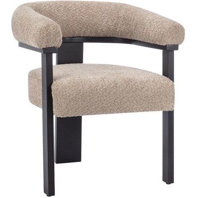 VENTE-UNIQUE Chaise avec accoudoirs en tissu bouclette et bois dhévéa noir - Taupe - LIVELIA Noir - Publicité VENTE-UNIQUE Chaise avec accoudoirs en tissu bouclette et bois dhévéa noir - Taupe - LIVELIA Noir - Publicité