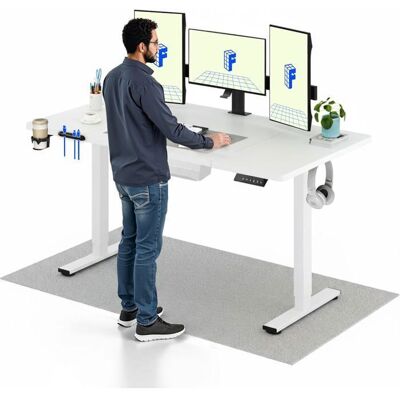 FlexiSpot Bureau Assis Debout Électrique 160x60cm Bureau Réglable Table dordinateur avec Crochet Fonction Mémoire Blanc Blanc - Publicité FlexiSpot Bureau Assis Debout Électrique 160x60cm Bureau Réglable Table dordinateur avec Crochet Fonction Mémoire Blanc Blanc - Publicité