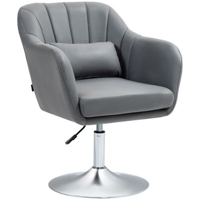 Fauteuil de salon - HOMCOM - coussins lombaires hauteur réglable pivotant 360° piètement en métal - gris foncé Gris - Publicité Fauteuil de salon - HOMCOM - coussins lombaires hauteur réglable pivotant 360° piètement en métal - gris foncé Gris - Publicité