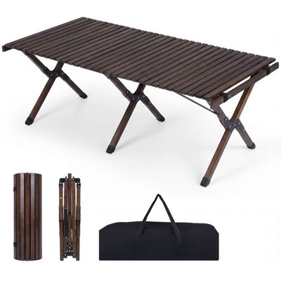Table de Jardin Pliante en Bois COSTWAY 4-6 Personnes Plateau à Lattes Enroulable Sac de Transport Plateau 122 x 60 cm Café - Publicité Table de Jardin Pliante en Bois COSTWAY 4-6 Personnes Plateau à Lattes Enroulable Sac de Transport Plateau 122 x 60 cm Café - Publicité