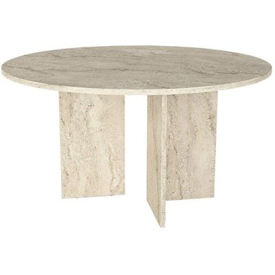 VENTE-UNIQUE Table à manger ronde 6 personnes - Effet travertin beige - TOPANIA Beige - Publicité VENTE-UNIQUE Table à manger ronde 6 personnes - Effet travertin beige - TOPANIA Beige - Publicité