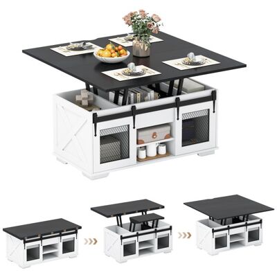 3 en 1 Table Basse avec Plateau Relevable COSTWAY 2 Portes Étagères Ouvertes Rangement Caché Table Convertible de Salon Noir Noir - Publicité 3 en 1 Table Basse avec Plateau Relevable COSTWAY 2 Portes Étagères Ouvertes Rangement Caché Table Convertible de Salon Noir Noir - Publicité