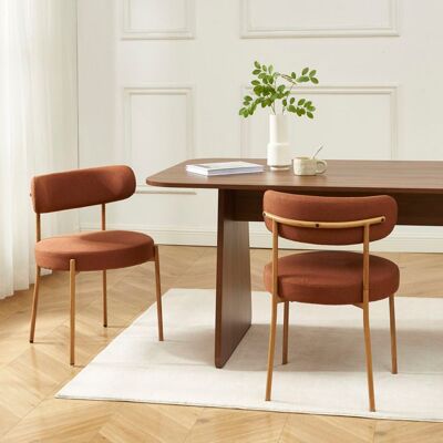 BAÏTA Lot de 2 chaises NOA tissu terracotta pieds métal finition bois Marron - Publicité BAÏTA Lot de 2 chaises NOA tissu terracotta pieds métal finition bois Marron - Publicité
