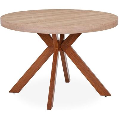 MENZZO Table ronde extensible Myriade Sonoma - table à manger L110 x P110 x H75 cmAvec rallonges : L110 x P160-210-260 cm Marron - Publicité MENZZO Table ronde extensible Myriade Sonoma - table à manger L110 x P110 x H75 cmAvec rallonges : L110 x P160-210-260 cm Marron - Publicité