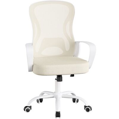 SONGMICS Chaise de Bureau Ergonomique en Maille Fonction Bascule Accoudoirs Beige et Blanc Beige - Publicité SONGMICS Chaise de Bureau Ergonomique en Maille Fonction Bascule Accoudoirs Beige et Blanc Beige - Publicité