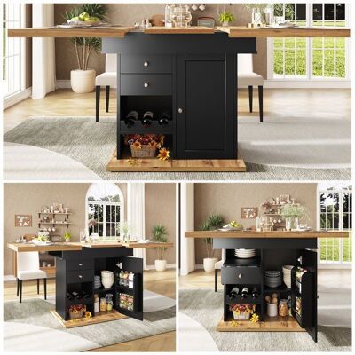MERAX Table à Manger Extensible 110-140×80 cm - Table de Cuisine pour 4-6 Personnes - avec Tiroirs et Porte-Bouteilles - Noir Noir - Publicité MERAX Table à Manger Extensible 110-140×80 cm - Table de Cuisine pour 4-6 Personnes - avec Tiroirs et Porte-Bouteilles - Noir Noir - Publicité