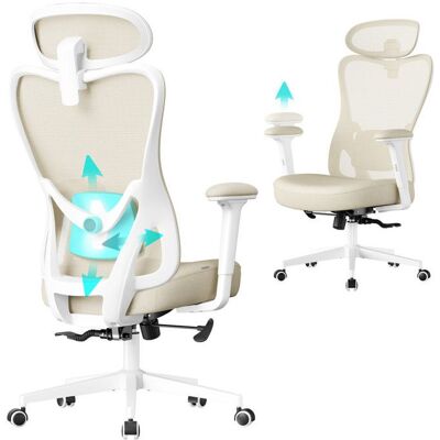 SONGMICS Chaise de Bureau Ergonomique - Beige Sable - Réglable - Soutien Lombaire - Appui-Tête Beige - Publicité SONGMICS Chaise de Bureau Ergonomique - Beige Sable - Réglable - Soutien Lombaire - Appui-Tête Beige - Publicité