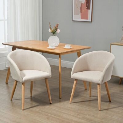 Generic Ensemble de 2 chaises de salle à manger chaise scandinave tissu aspect lin 100 % polyester Dim. 55L x 58P x 74H cm beige Beige - Publicité Generic Ensemble de 2 chaises de salle à manger chaise scandinave tissu aspect lin 100 % polyester Dim. 55L x 58P x 74H cm beige Beige - Publicité