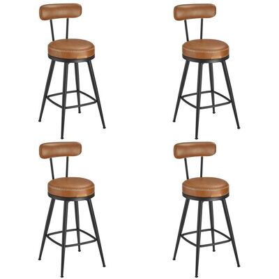 VASAGLE Tabouret de Bar Lot de 4 Siège Rembourré PU avec Coutures Style Moderne Mi-siècle Hauteur 65 cm Marron Caramel Marron - Publicité VASAGLE Tabouret de Bar Lot de 4 Siège Rembourré PU avec Coutures Style Moderne Mi-siècle Hauteur 65 cm Marron Caramel Marron - Publicité