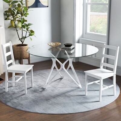 Generic Lot de 2 chaises de salle à manger en bois massif de pin chaise de cuisine dossier lattes esprit campagne blanc Blanc - Publicité Generic Lot de 2 chaises de salle à manger en bois massif de pin chaise de cuisine dossier lattes esprit campagne blanc Blanc - Publicité