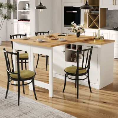 MERAX Îlot de Cuisine Extensible 120-180 cm Blanc avec Rangement et Porte-Bouteilles Table de Repas Pivotante 360° Table Haute Blanc - Publicité MERAX Îlot de Cuisine Extensible 120-180 cm Blanc avec Rangement et Porte-Bouteilles Table de Repas Pivotante 360° Table Haute Blanc - Publicité