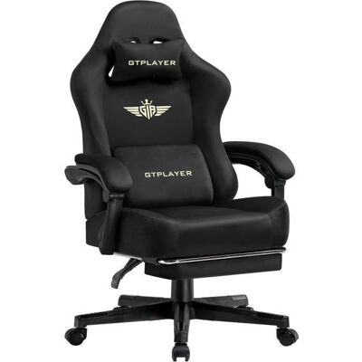 Chaise de gaming - GTPLAYER - GTPLAYER - Tissu respirant - Rembourrage à ressorts intégré - Dossier réglable 90–150° Noir - Publicité Chaise de gaming - GTPLAYER - GTPLAYER - Tissu respirant - Rembourrage à ressorts intégré - Dossier réglable 90–150° Noir - Publicité