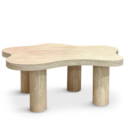 MENZZO Table basse forme nuage 69x100cm Lagoon Effet Travertin Beige Beige - Publicité MENZZO Table basse forme nuage 69x100cm Lagoon Effet Travertin Beige Beige - Publicité