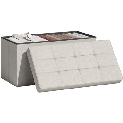Banc de rangement - HOMCOM - 84L - pliable - avec couvercle - bout de lit repose-pieds pour couloir salon - 76 x 38 x 38 cm - crème Blanc - Publicité Banc de rangement - HOMCOM - 84L - pliable - avec couvercle - bout de lit repose-pieds pour couloir salon - 76 x 38 x 38 cm - crème Blanc - Publicité