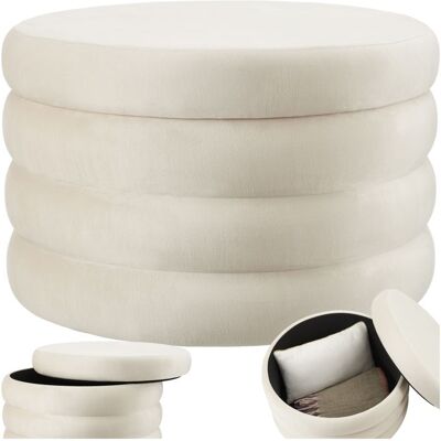 Tabouret - TECTAKE - Tabouret avec espace de rangement ALTU XL en bois MDF rond à laspect velours Ø 67 x 42 cm - Crème/Blanc Beige - Publicité Tabouret - TECTAKE - Tabouret avec espace de rangement ALTU XL en bois MDF rond à laspect velours Ø 67 x 42 cm - Crème/Blanc Beige - Publicité