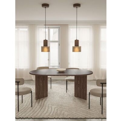 SELSEY Table à manger ronde – OVO – Aspect noyer Wisconsin – Extensible – 110–190×110 cm Marron - Publicité SELSEY Table à manger ronde – OVO – Aspect noyer Wisconsin – Extensible – 110–190×110 cm Marron - Publicité