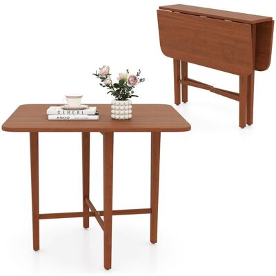 COSTWAY Table à Manger Carrée Pliable en Bois pour 2-4 Personnes avec 2 Panneaux Rabattables 90 x 90 x 745 cm Marron - Publicité COSTWAY Table à Manger Carrée Pliable en Bois pour 2-4 Personnes avec 2 Panneaux Rabattables 90 x 90 x 745 cm Marron - Publicité
