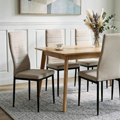 Idimex Lot de 4 Chaises de Salle à Manger NATHALIE Rembourrées avec Revêtement en Tissu Beige et Piètement Métallique Couleur Noir Beige - Publicité Idimex Lot de 4 Chaises de Salle à Manger NATHALIE Rembourrées avec Revêtement en Tissu Beige et Piètement Métallique Couleur Noir Beige - Publicité