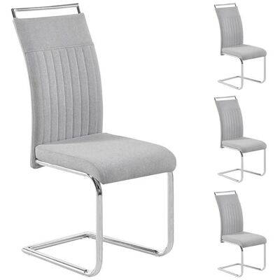 Idimex Lot de 4 chaises de salle à manger ou cuisine ERICA avec assise rembourrée poignée et piètement chromé revêtement tissu gris clair Gris - Publicité Idimex Lot de 4 chaises de salle à manger ou cuisine ERICA avec assise rembourrée poignée et piètement chromé revêtement tissu gris clair Gris - Publicité