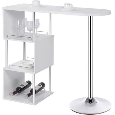 WOLTU 1 x Table de bar-bistrot Table de cuisine en MDF et métal Table de salle à manger avec 3 tablettes et porte-bouteilles Blanc - Publicité WOLTU 1 x Table de bar-bistrot Table de cuisine en MDF et métal Table de salle à manger avec 3 tablettes et porte-bouteilles Blanc - Publicité