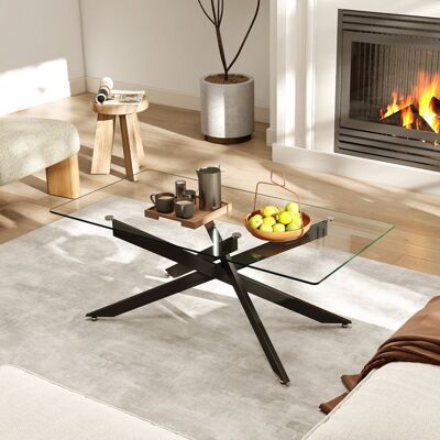 Table Basse en Verre Trempé COSTWAY 120x60x455 cm Table Rectangulaire de Salon Pieds Tubulaires en Métal Table Basse Salon Noir Noir - Publicité Table Basse en Verre Trempé COSTWAY 120x60x455 cm Table Rectangulaire de Salon Pieds Tubulaires en Métal Table Basse Salon Noir Noir - Publicité