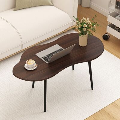 Table Basse Salon 100 x 50 x 44 cm COSTWAY Forme de Nuage Cadre en Métal Table dAppoint Irrégulière pour Chambre Bureau Noyer - Publicité Table Basse Salon 100 x 50 x 44 cm COSTWAY Forme de Nuage Cadre en Métal Table dAppoint Irrégulière pour Chambre Bureau Noyer - Publicité