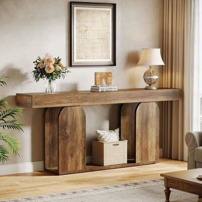Table Console - Tribesigns - Table dentrée - 160 x 30 x 85 cm - Table dappoint - Table de Couloir - Marron Clair Marron - Publicité Table Console - Tribesigns - Table dentrée - 160 x 30 x 85 cm - Table dappoint - Table de Couloir - Marron Clair Marron - Publicité