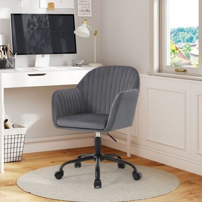 Chaise de bureau en velours gris foncé - WOLTU - Fauteuil coiffeuse pivotant - Ergonomique - Accoudoirs intégrés Gris - Publicité Chaise de bureau en velours gris foncé - WOLTU - Fauteuil coiffeuse pivotant - Ergonomique - Accoudoirs intégrés Gris - Publicité