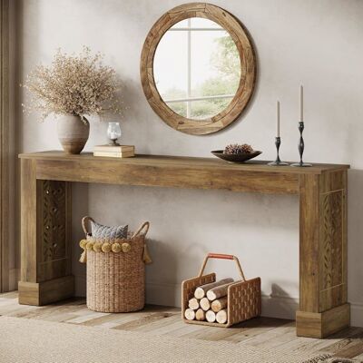 Table Console - Tribesigns - Table dentrée - 160 x 30 x 80.5 cm - Table dappoint - Table de Couloir - Marron Rustique Marron - Publicité Table Console - Tribesigns - Table dentrée - 160 x 30 x 80.5 cm - Table dappoint - Table de Couloir - Marron Rustique Marron - Publicité