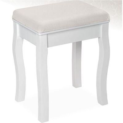 Tabouret - TECTAKE - Tabouret pour coiffeuse souple et rembourré avec pieds en bois 40 x 30 x 51 cm - Blanc Blanc - Publicité Tabouret - TECTAKE - Tabouret pour coiffeuse souple et rembourré avec pieds en bois 40 x 30 x 51 cm - Blanc Blanc - Publicité