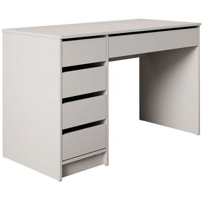 Bureau en bois 5 tiroirs Malika - 120 x 75 x 55 cm - Blanc Blanc - Publicité Bureau en bois 5 tiroirs Malika - 120 x 75 x 55 cm - Blanc Blanc - Publicité
