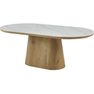 Table de repas en bois ovale en céramique Bellagio - 8 places - Blanc et marron Blanc - Publicité Table de repas en bois ovale en céramique Bellagio - 8 places - Blanc et marron Blanc - Publicité