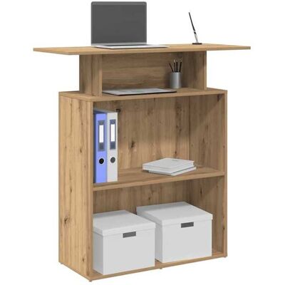 vidaXL Bureau réception chêne artisanal 100x40x104 cm bois ingénierie comptoir de réception réception de salon comptoir 859059 Marron - Publicité vidaXL Bureau réception chêne artisanal 100x40x104 cm bois ingénierie comptoir de réception réception de salon comptoir 859059 Marron - Publicité