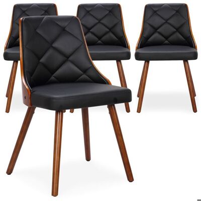 MENZZO Lot de 4 chaises scandinaves Lalix Bois Noisette et Noir - Chaises Salle À Manger Noir - Publicité MENZZO Lot de 4 chaises scandinaves Lalix Bois Noisette et Noir - Chaises Salle À Manger Noir - Publicité