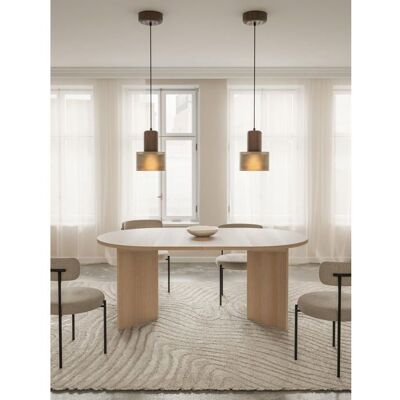 SELSEY Table à manger ronde – OVO – Aspect chêne Lindberg – Extensible – 110–190×110 cm Marron - Publicité SELSEY Table à manger ronde – OVO – Aspect chêne Lindberg – Extensible – 110–190×110 cm Marron - Publicité