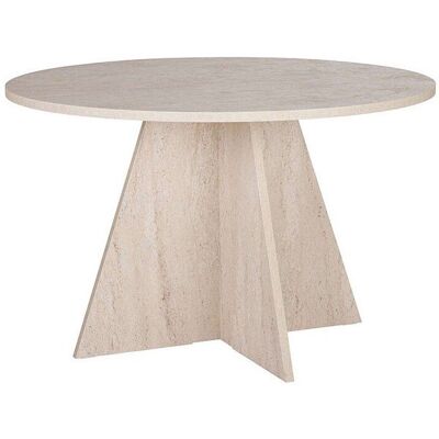 VENTE-UNIQUE Table à manger ronde 4 personnes - Effet travertin beige - ALVEKO Beige - Publicité VENTE-UNIQUE Table à manger ronde 4 personnes - Effet travertin beige - ALVEKO Beige - Publicité