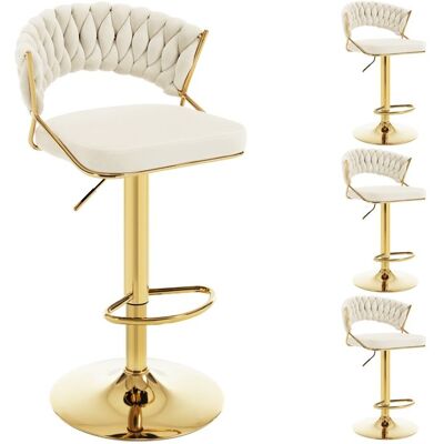 Tabouret de Bar WOLTU Lot de 4 - Dossier Tissé - Pivotant et Hauteur Réglable - Métal+Velours - Crème W0ATT0857-4 Beige - Publicité Tabouret de Bar WOLTU Lot de 4 - Dossier Tissé - Pivotant et Hauteur Réglable - Métal+Velours - Crème W0ATT0857-4 Beige - Publicité