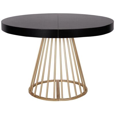 MENZZO Table ronde extensible Soare Noir pieds Or - table à manger L110 x P110-160-210-260 x H76cm Noir - Publicité MENZZO Table ronde extensible Soare Noir pieds Or - table à manger L110 x P110-160-210-260 x H76cm Noir - Publicité