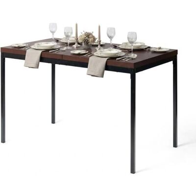Table de salle à manger - FURNITURER - Espresso - 6 places - Plateau bois épais - Cadre métal Marron - Publicité Table de salle à manger - FURNITURER - Espresso - 6 places - Plateau bois épais - Cadre métal Marron - Publicité