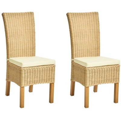 BELIANI Lot de 2 chaises de salle à manger ANDES Rotin Naturel - Publicité BELIANI Lot de 2 chaises de salle à manger ANDES Rotin Naturel - Publicité
