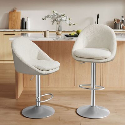 VASAGLE Tabouret de Bar Lot de 2 Réglable en Hauteur Pivotant à 360° avec Dossier Socle Repose-pieds Acier Blanc Crème Blanc - Publicité VASAGLE Tabouret de Bar Lot de 2 Réglable en Hauteur Pivotant à 360° avec Dossier Socle Repose-pieds Acier Blanc Crème Blanc - Publicité