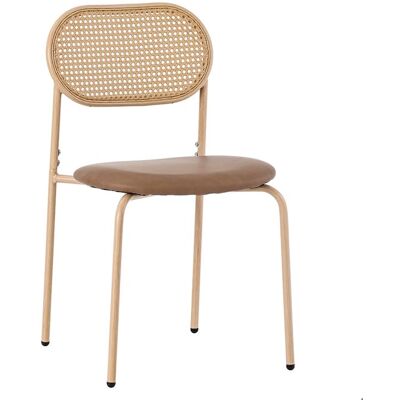 LEMLIT Lot de 4 Chaises de Salle à Manger en Rotin Chaises de Détente Moderne avec Dossier Ovale et Pieds en Métal - PU Rembourré - Marron Marron - Publicité LEMLIT Lot de 4 Chaises de Salle à Manger en Rotin Chaises de Détente Moderne avec Dossier Ovale et Pieds en Métal - PU Rembourré - Marron Marron - Publicité