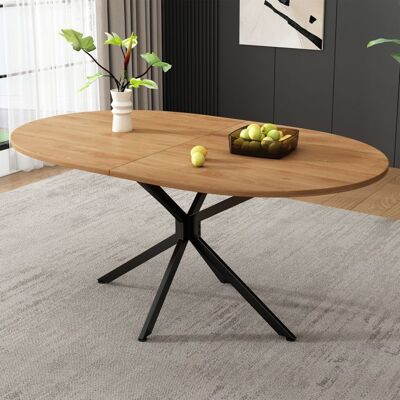 LEMLIT Table à Manger Ovale Moderne 120x80x755 cm avec Pieds en Métal Croisés - pour 4 à 6 Personnes - MDF - Couleur Bois Naturel Marron - Publicité LEMLIT Table à Manger Ovale Moderne 120x80x755 cm avec Pieds en Métal Croisés - pour 4 à 6 Personnes - MDF - Couleur Bois Naturel Marron - Publicité