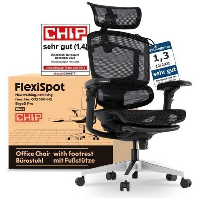 FlexiSpot ErgoX Pro Chaise Ergonomique avec Repose-Pieds Charge 250 kg Réglage à 12 NiveauxAccoudoirs 7DLombaire 5D MailleGris Noir - Publicité FlexiSpot ErgoX Pro Chaise Ergonomique avec Repose-Pieds Charge 250 kg Réglage à 12 NiveauxAccoudoirs 7DLombaire 5D MailleGris Noir - Publicité