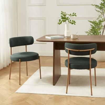 BAÏTA Lot de 2 chaises NOA tissu vert pieds métal finition bois Vert - Publicité BAÏTA Lot de 2 chaises NOA tissu vert pieds métal finition bois Vert - Publicité