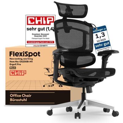 FlexiSpot ErgoX Pro Chaise Bureau Ergonomique Charge 250 kg 12 Niveaux RéglageAccoudoirs 7DLombaire 5DAppui-tête 3D MailleNoir Noir - Publicité FlexiSpot ErgoX Pro Chaise Bureau Ergonomique Charge 250 kg 12 Niveaux RéglageAccoudoirs 7DLombaire 5DAppui-tête 3D MailleNoir Noir - Publicité