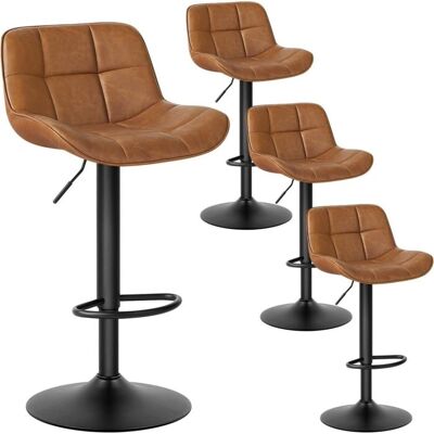 EUGAD Tabouret de Bar pivotante - Lot de 4 - Similicuir Vintage - pour Bistro Cuisine - Hauteur Réglable - Marron Marron - Publicité EUGAD Tabouret de Bar pivotante - Lot de 4 - Similicuir Vintage - pour Bistro Cuisine - Hauteur Réglable - Marron Marron - Publicité