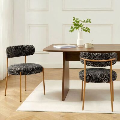 BAÏTA Lot de 2 chaises NOA tissu imprimé léopard noir pieds métal finition bois Noir - Publicité BAÏTA Lot de 2 chaises NOA tissu imprimé léopard noir pieds métal finition bois Noir - Publicité